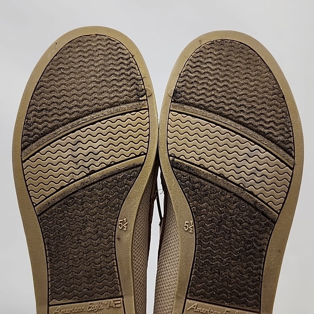 American Eagle Women's Loafer Boat Shoe Tan Textile Faux Suede Size 5.5 - Picture 12 of 16